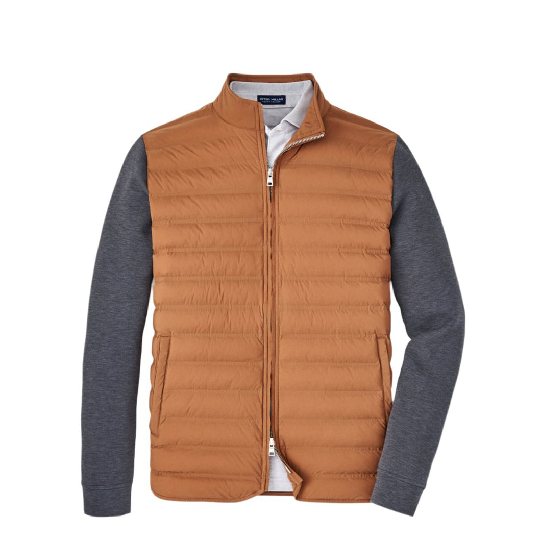 Peter Millar Winsome Hybrid Cardigan in Walnut