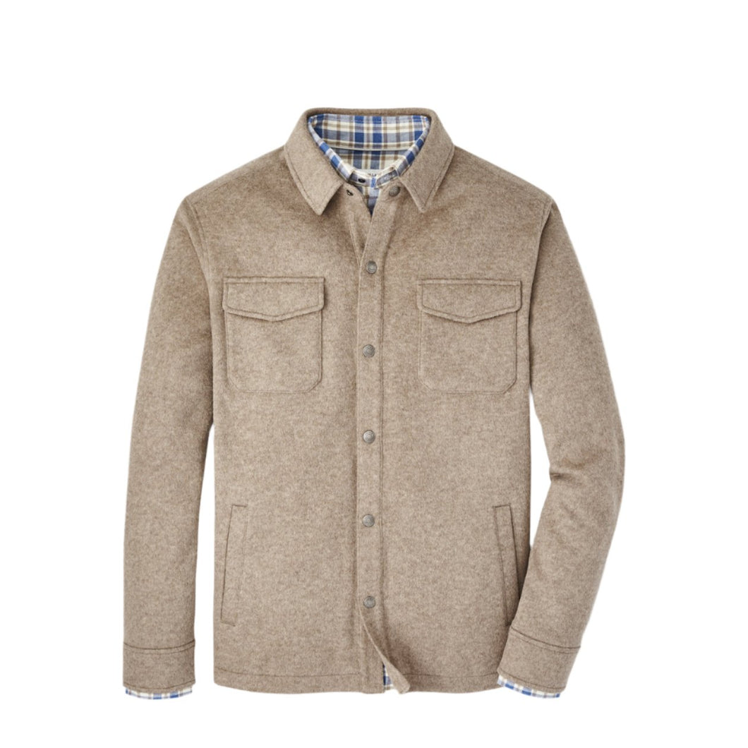 Peter Millar Crown Flex Fleece Shirt Jacket in Grain