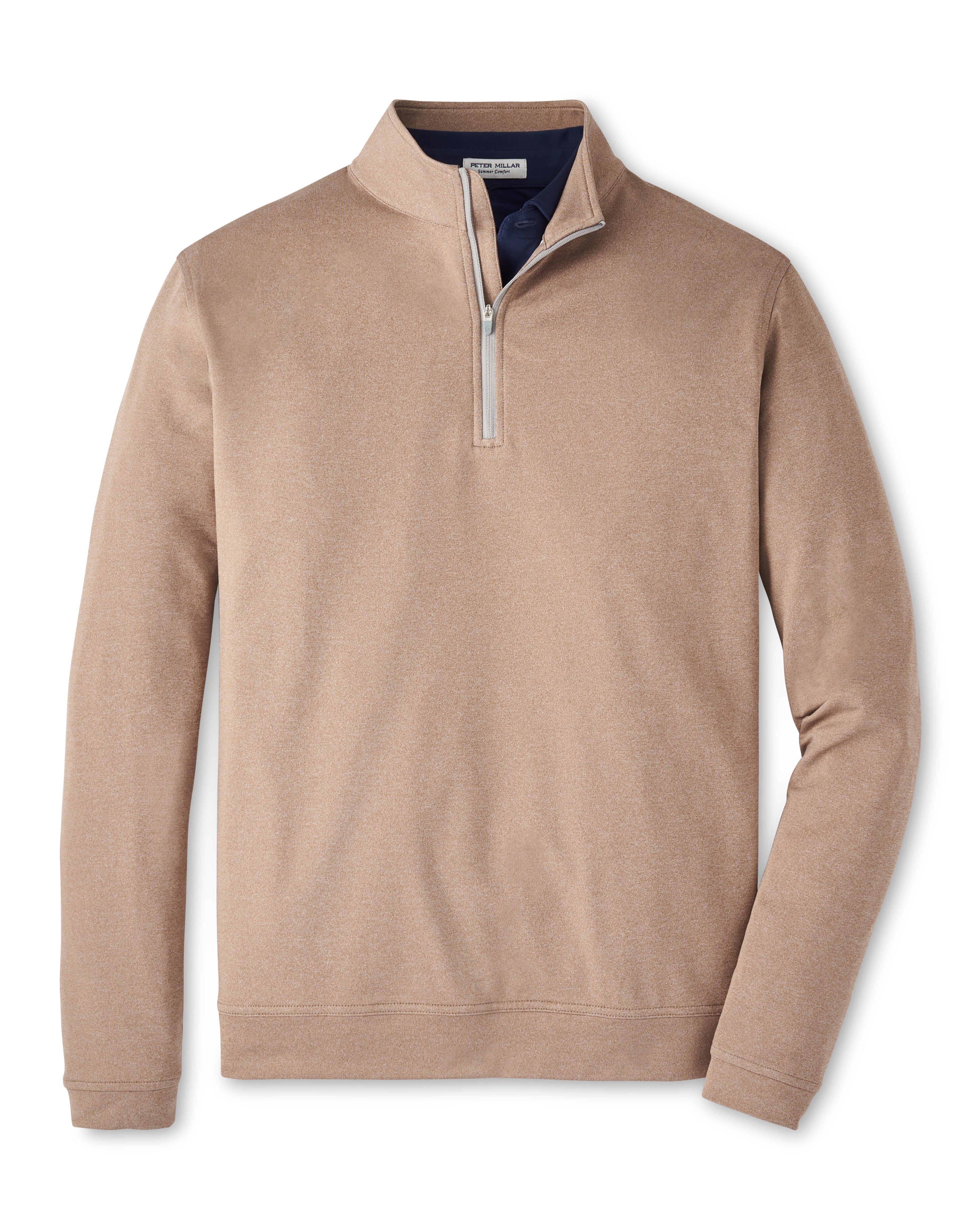 Peter Millar Perth Melange Performance Quarter-Zip in Poplar Brown