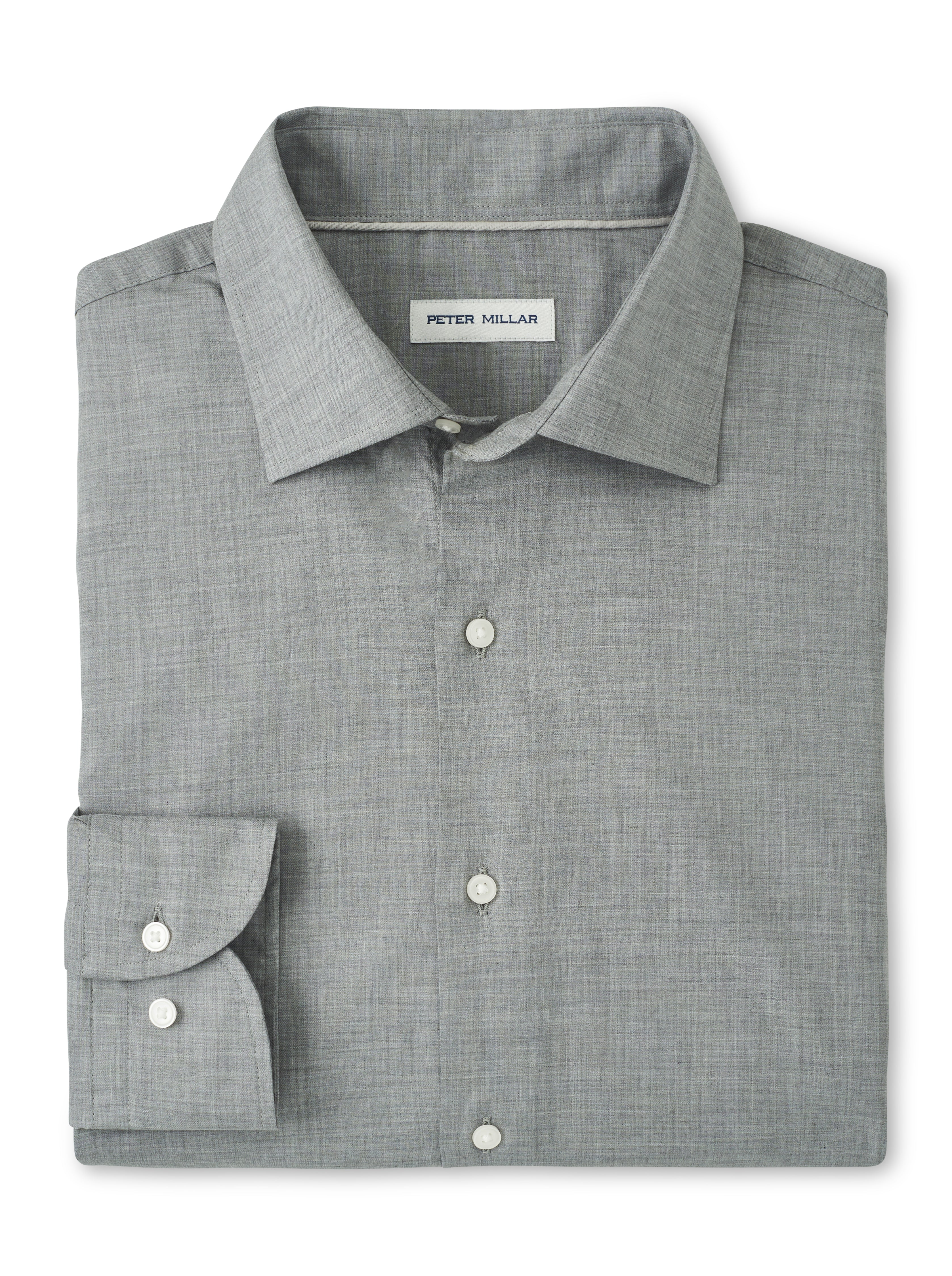 Peter Millar Highlands Soft Twill Cotton Sport Shirt in Gale Grey