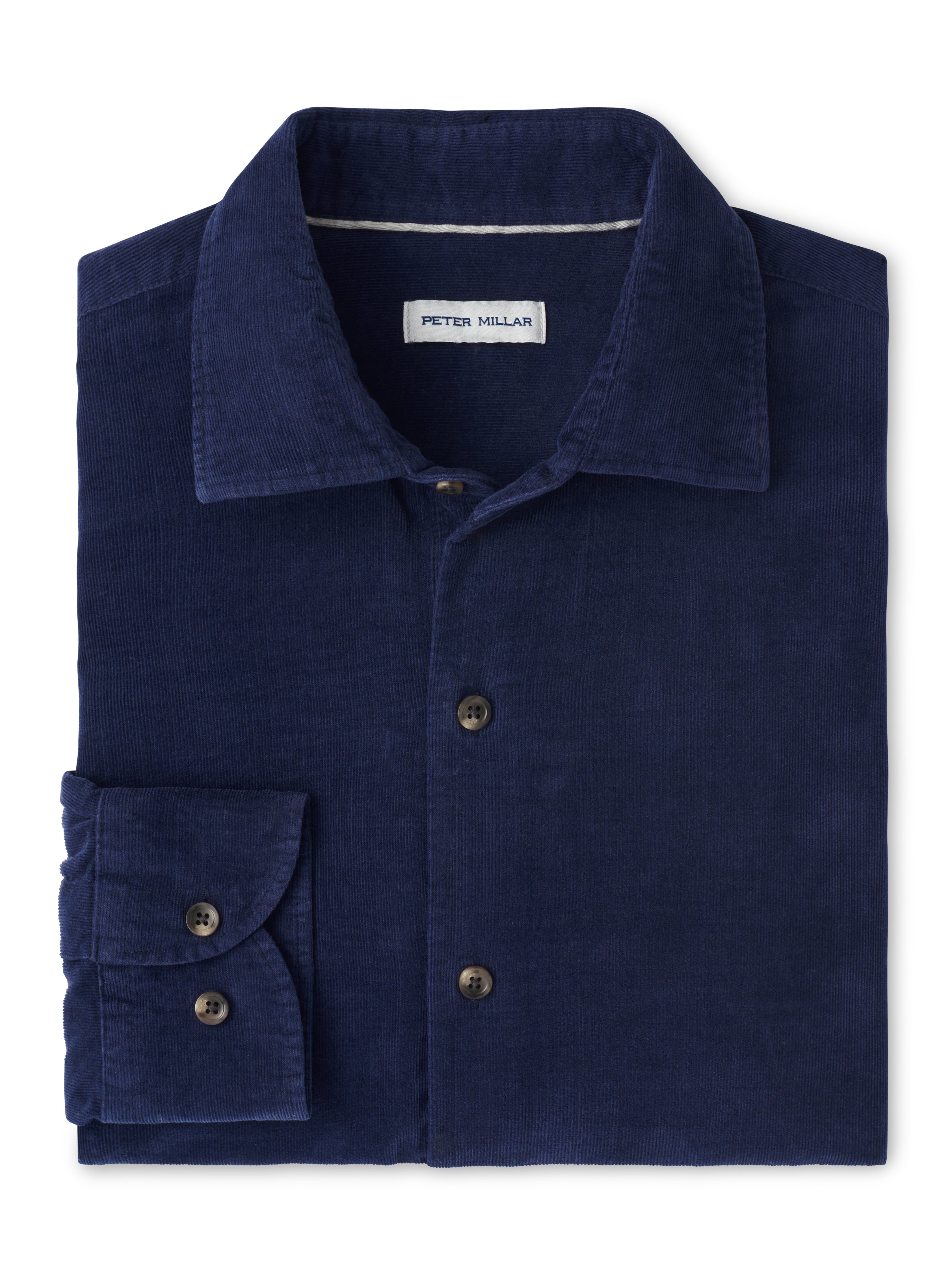 Peter Millar Aspen Cotton Cashmere Corduroy Sport Shirt Navy / M / NA