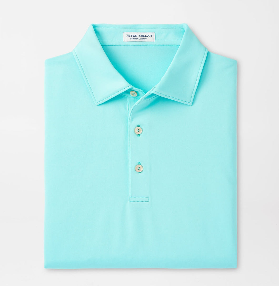 Peter Millar Solid Performance Jersey Polo in Cabana Blue