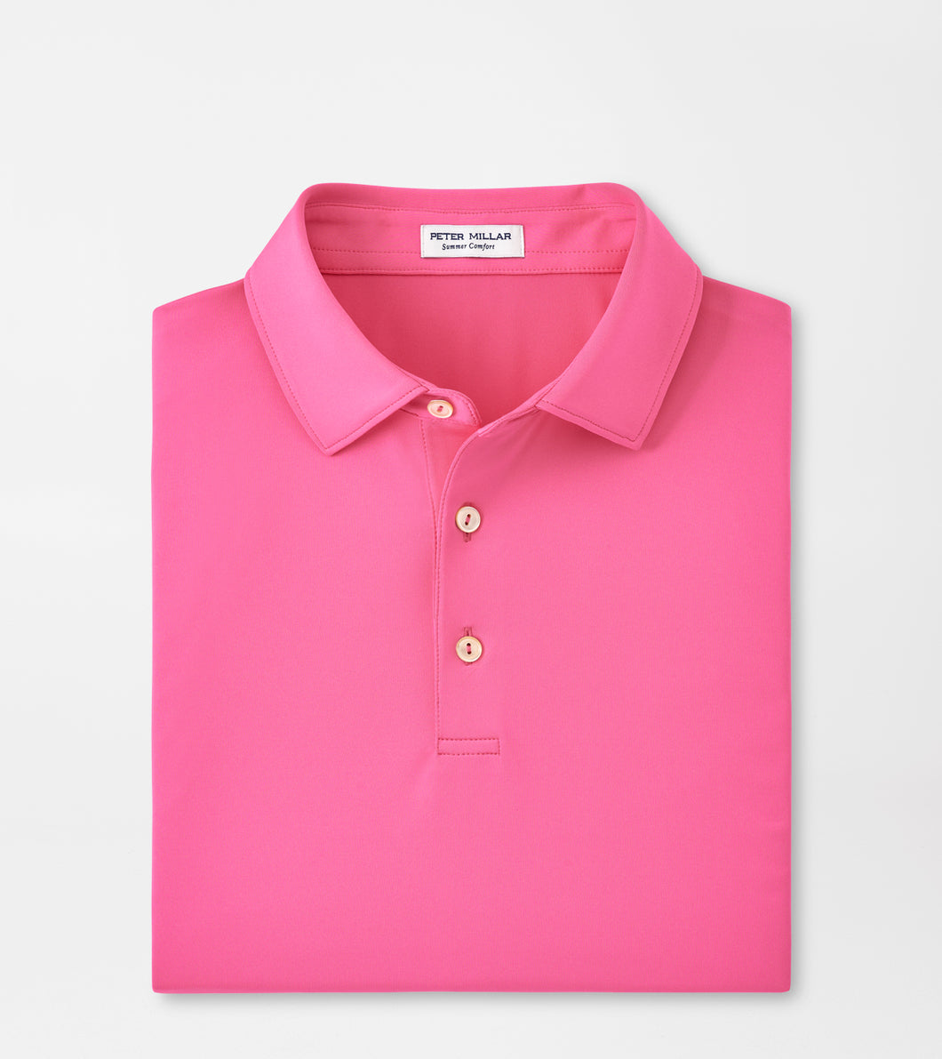 Peter Millar Solid Performance Jersey Polo in Pink Ruby