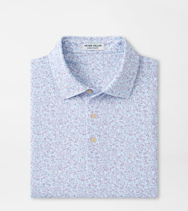 Peter Millar Dazed and Transfused Performance Jersey Polo in White/Lavender Fog