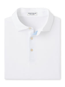 Peter Millar Taped Placket Solid Performance Jersey Polo in White