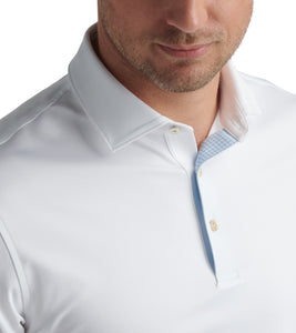 Peter Millar Taped Placket Solid Performance Jersey Polo in White