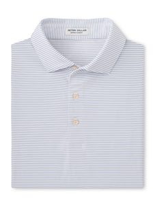 Peter Millar Highlands Performance Jersey Polo in White/Sailor Blue