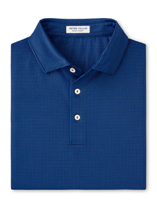 Peter Millar Gingham Performance Jersey Polo in Navy