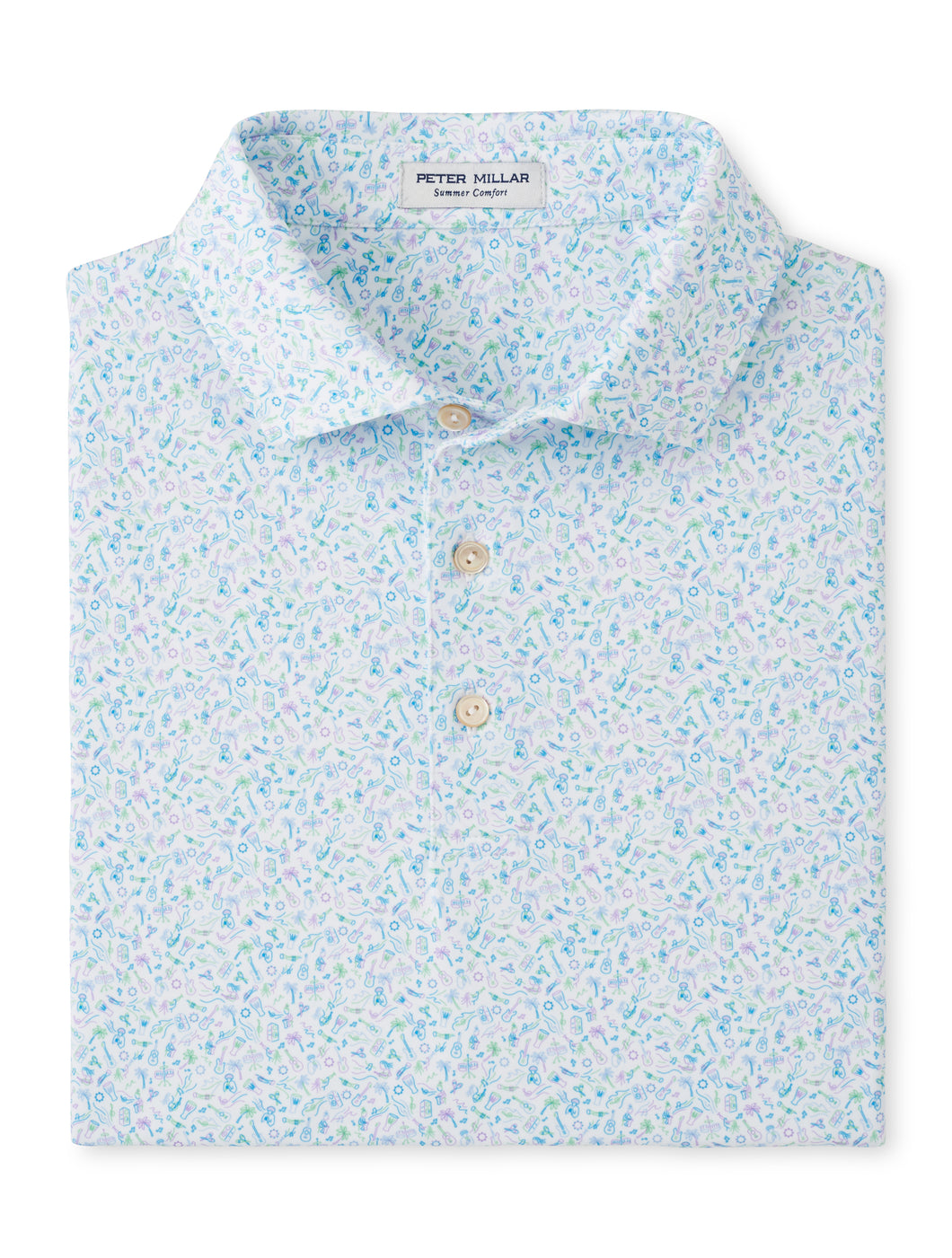 Peter Millar Island Jammin' Performance Jersey Polo in White