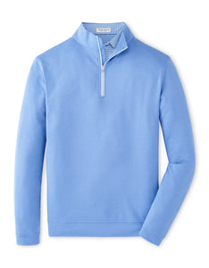 Peter Millar Perth Melange Performance Quarter-Zip in Blue Sea