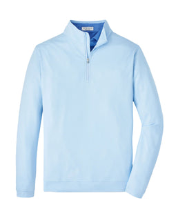 Peter Millar Perth Birdseye Performance Quarter-Zip in Pale Blue