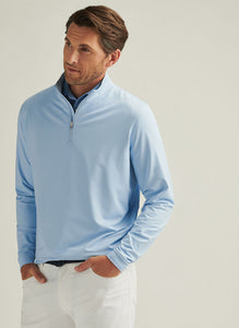 Peter Millar Perth Birdseye Performance Quarter-Zip in Pale Blue