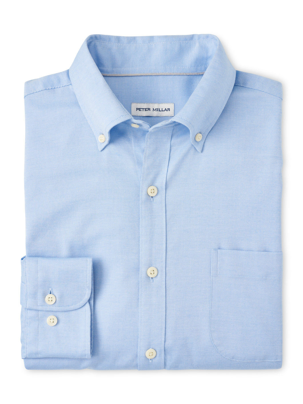 Peter Millar Campbell Perfect Pinpoint Cotton-Stretch Sport Shirt in Cottage Blue