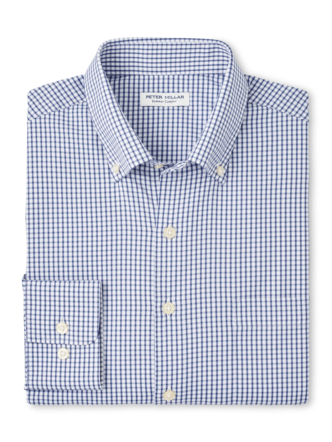 Peter Millar Derwent Performance Twill Sport Shirt in Sport Navy