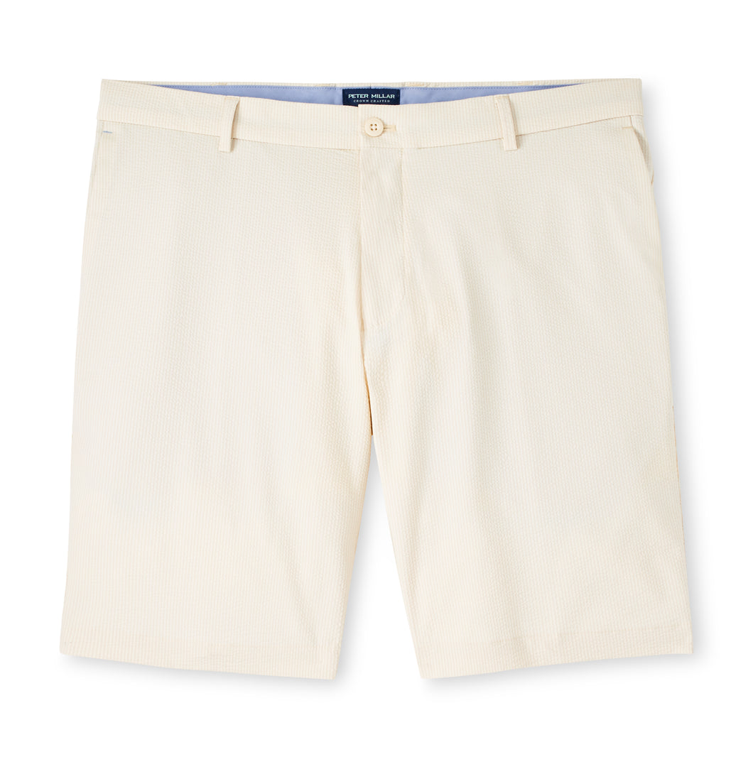 Peter Millar Matlock Seersucker Performance Short in Truffle