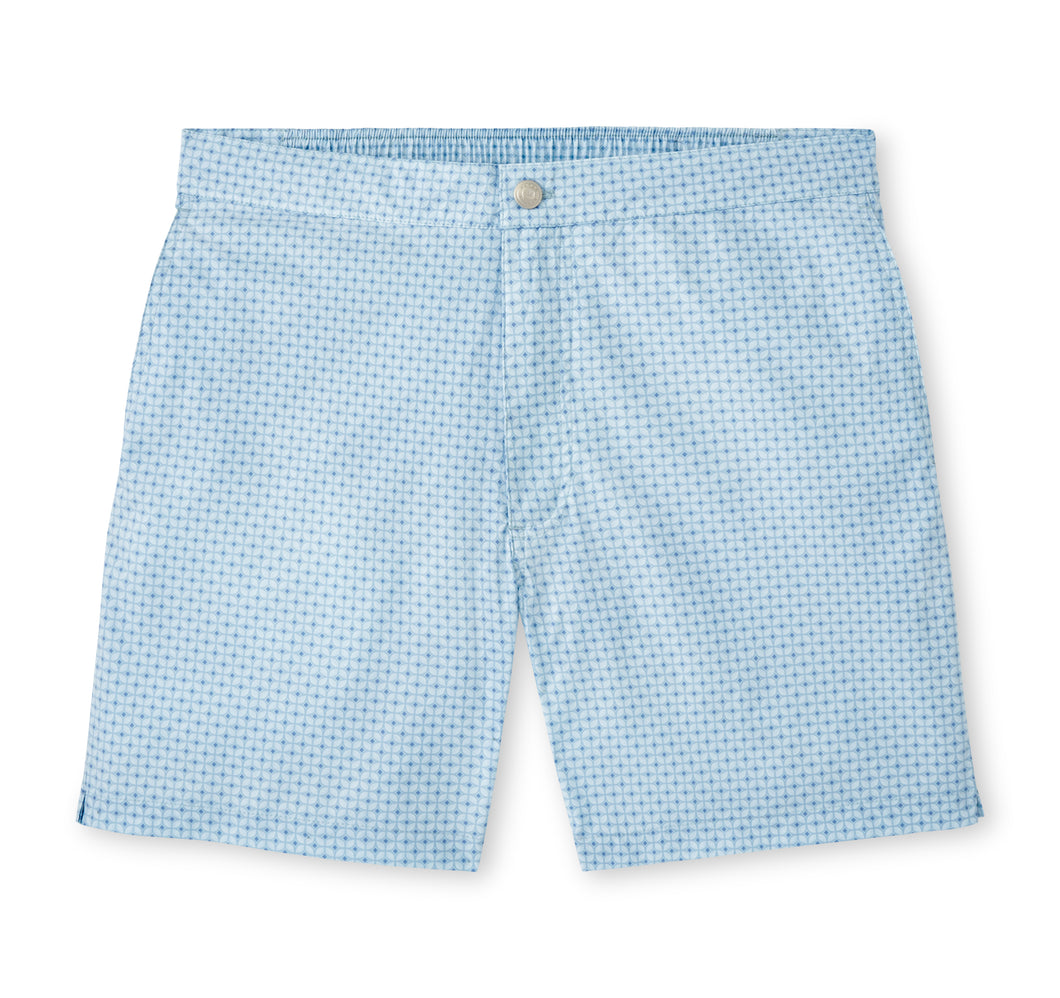 Peter Millar Sicilian Geo Swim Trunk in Blue Spruce