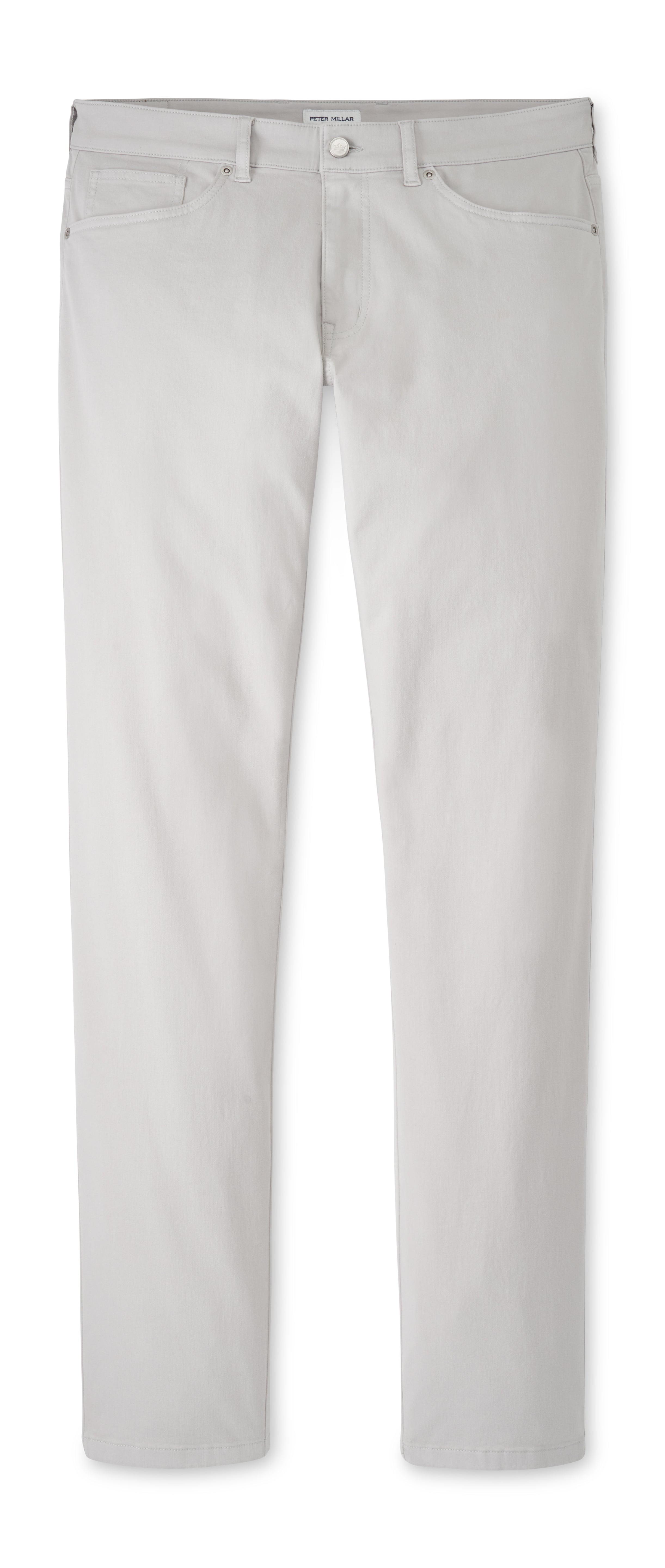 Peter Millar Signature Sateen Five-Pocket Pant in Light Grey