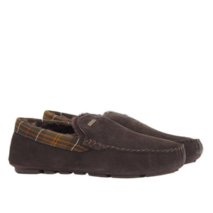 Barbour Monty Slippers in Brown Suede