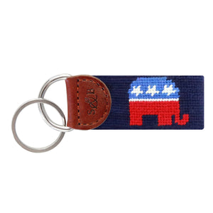 Smathers & Branson Republican Needlepoint Key Fob in Dark Navy