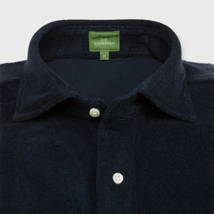 Sid Mashburn Short Sleeved Terry Button Down in Navy