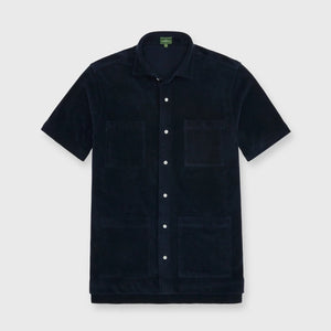 Sid Mashburn Short Sleeved Terry Button Down in Navy