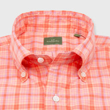 Load image into Gallery viewer, Sid Mashburn Button-Down Sport Shirt in Coral Plaid Poplin
