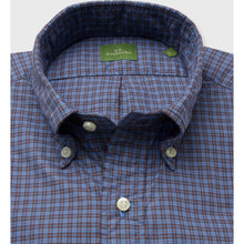 Load image into Gallery viewer, Sid Mashburn Button-Down Sport Shirt in Blue-Brown Check Poplin
