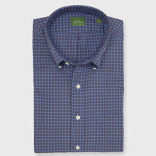 Load image into Gallery viewer, Sid Mashburn Button-Down Sport Shirt in Blue-Brown Check Poplin
