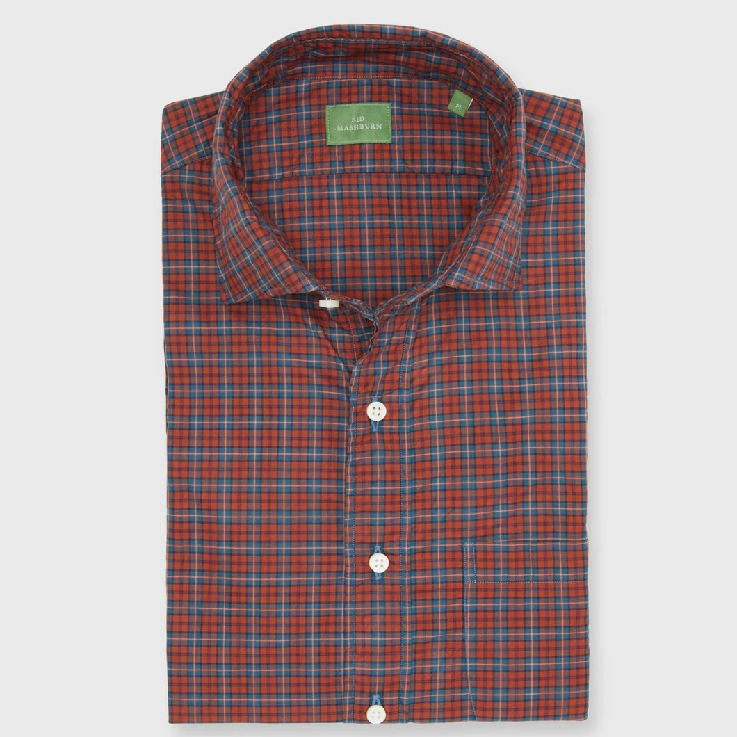 Sid Mashburn Spread Collar Sport Shirt in Sunset-Wintergreen Check Poplin