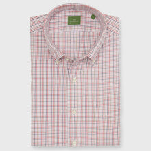 Load image into Gallery viewer, Sid Mashburn Button-Down Sport Shirt in Bone-Coral Tattersall Twill
