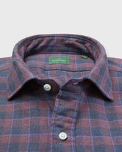 Load image into Gallery viewer, Sid Mashburn Spread Collar Sport Shirt in Brick-Charcoal Plaid Brushed Twill
