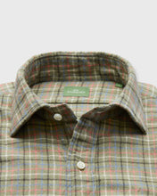 Load image into Gallery viewer, Sid Mashburn Spread Collar Sport Shirt in Olive-Blue Tattersall Flannel
