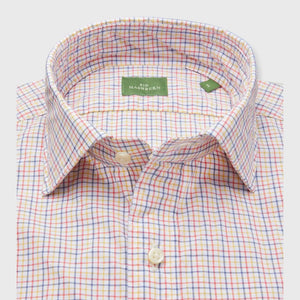 Sid Mashburn Spread Collar Sport Shirt in Poppy Multi Tattersall Poplin