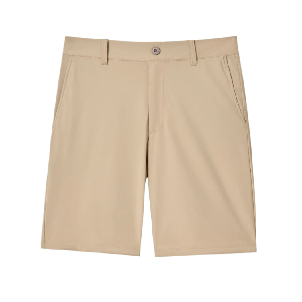 Johnnie-O Stretch-Knit Pull-On Short in Khaki