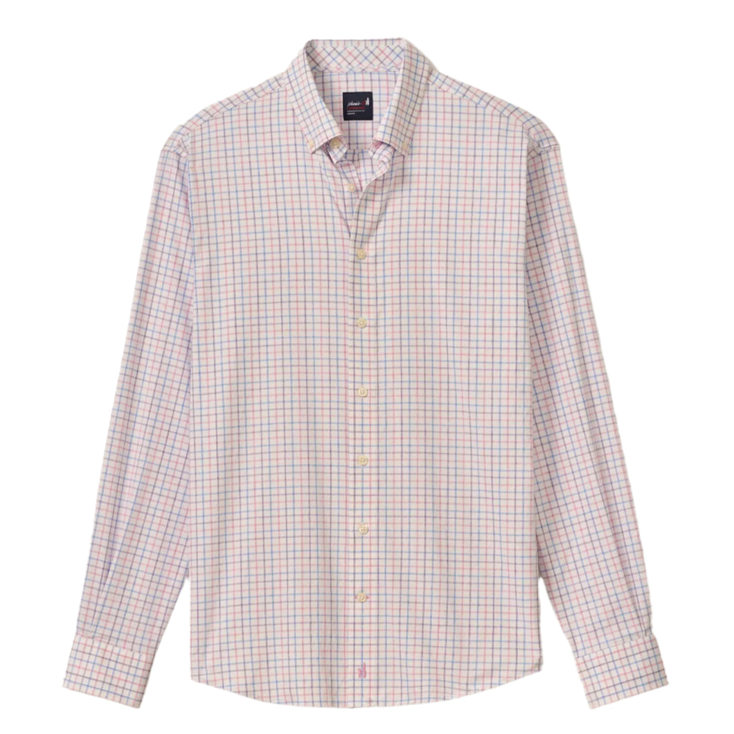 Johnnie-O Paddock Performance Button Up Shirt in Porto Pink