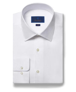 David Donahue Trim Fit Royal Oxford Dress Shirt in White