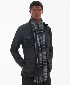 Barbour Merino Cashmere Tartan Scarf in Black Slate