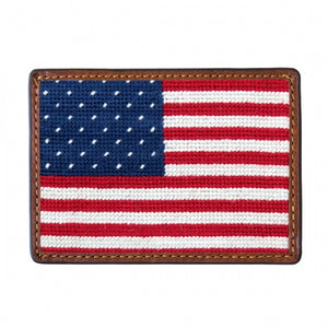 Smathers & Branson Big American Flag Needlepoint Card Wallet