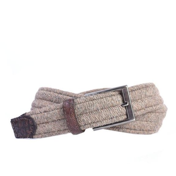 Martin Dingman Marcus Woven Italian Wool Elastic Belt - Khaki