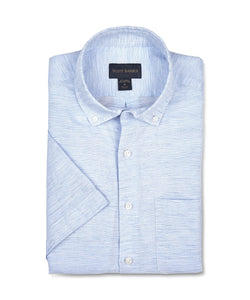 Scott Barber Short Sleeve Linen/Cotton Sport Shirt in Sky