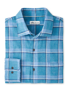 Peter Millar Brookside Cotton Sport Shirt in Tranquil Blue