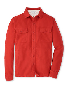 Peter Millar Apres-Ski Garment Dyed Moleskin Shirt Jacket in Monaco Red