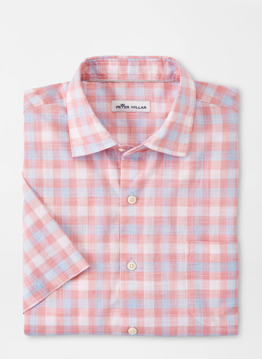 Peter Millar Lawrence Crown Vintage Cotton-Stretch Sport Shirt in Pink Lemonade