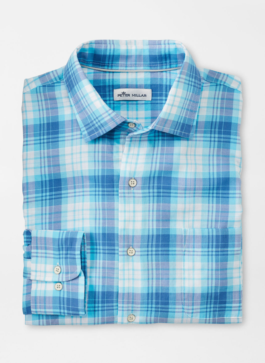 Peter Millar Emerald Bay Cotton Sport Shirt in Island Blue