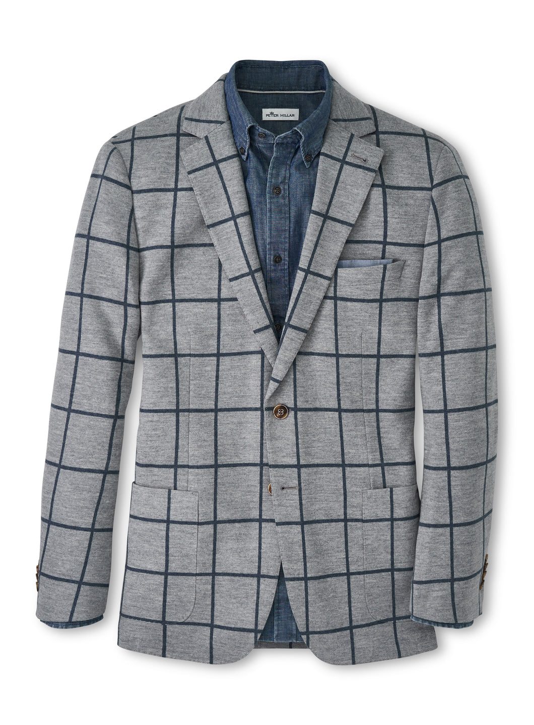 Peter Millar Sherwood Windowpane Soft Jacket in British Grey