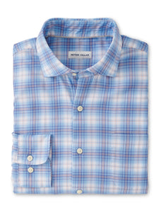 Peter Millar Wester Summer Soft Cotton Sport Shirt in Cottage Blue