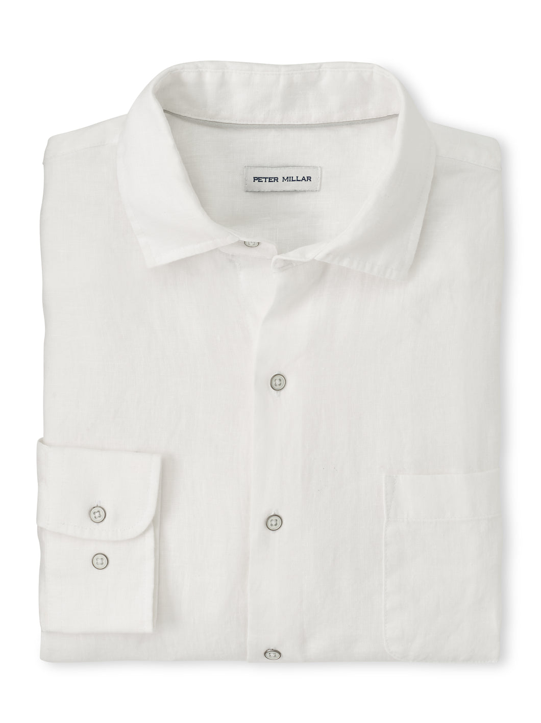 Peter Millar Coastal Garment-Dyed Linen Sport Shirt in White