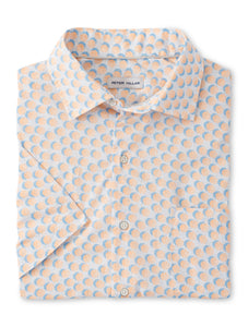 Peter Millar Throwing Shade Cotton-Stretch Sport Shirt in Blue Sound