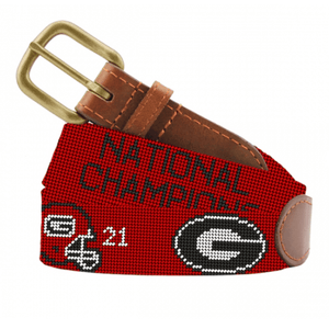Smathers & Branson Georgia 2021 National Championship Needlepoint Belt in Red