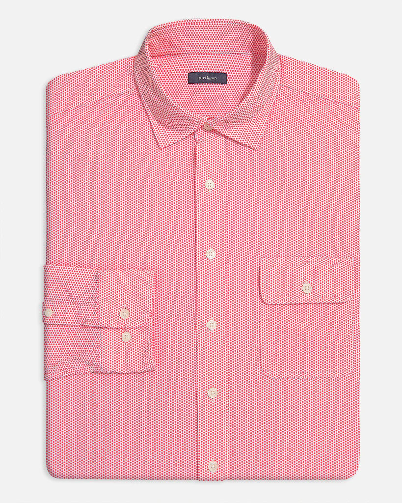 Turtleson Collin Polka Dot Sport Shirt in Rouge Red